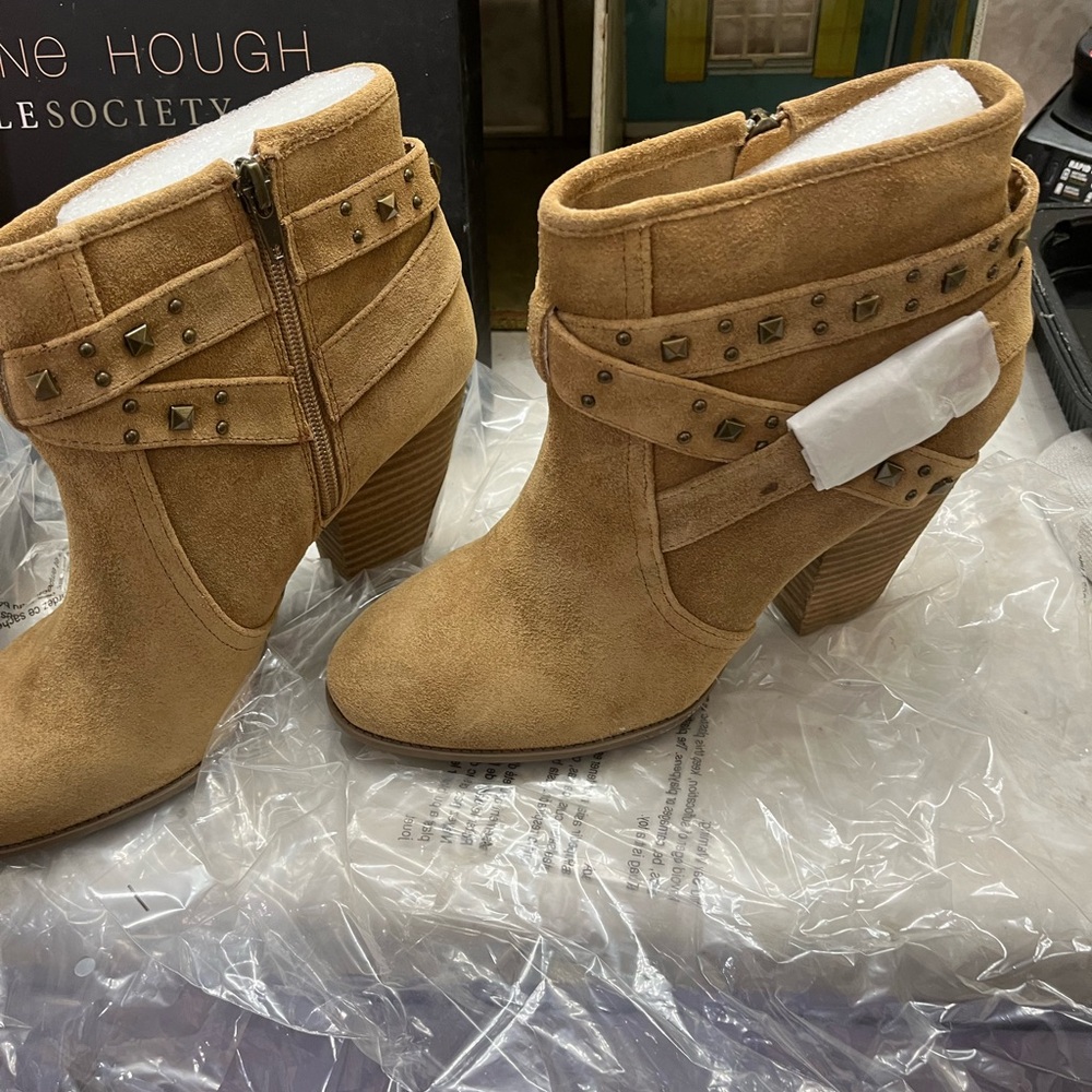 Studded Tan Ankle Boots